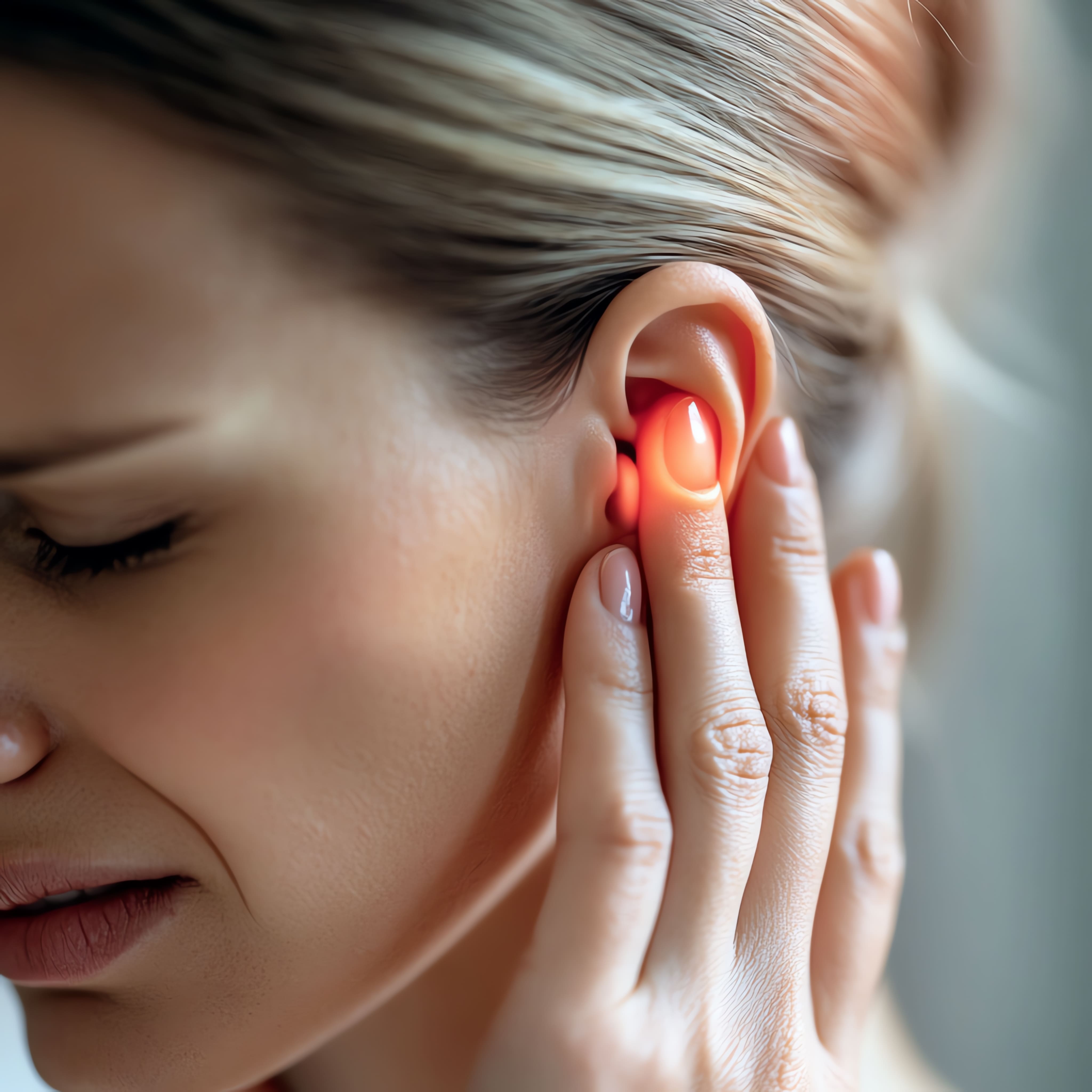 Illustration d'une oreille avec inflammation du conduit auditif, représentant une otite